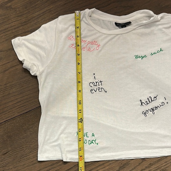 Topshop White Fun Embroidered Crop Top Resort Cruise Wear Vacation - Picture 5 of 11